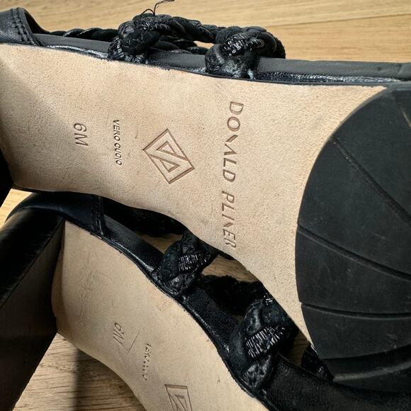 NEW Donald Pliner Seska Braided Black Leather Block Heeled Sandals Size 6 - Picture 10 of 10